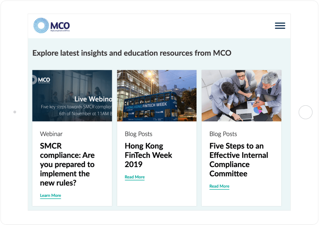 MCO website's screenshot of their resources