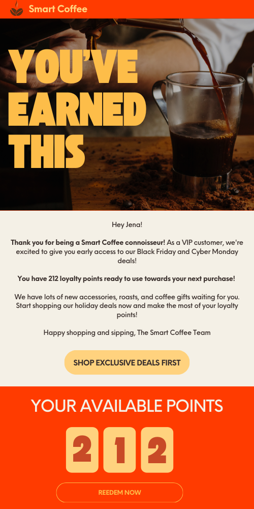 smart coffee - loyalty points example