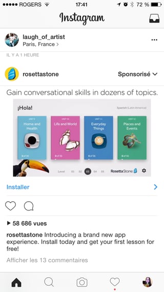 Publicité Rosetta Stone