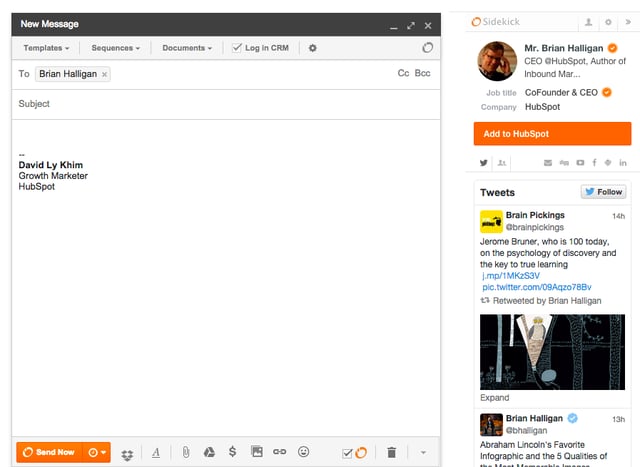 Gestion de la relation client - emails suivis par HubSpot