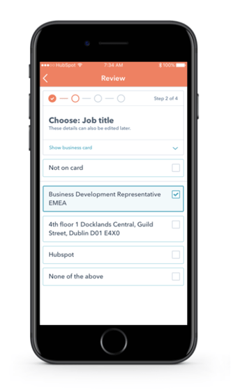 HubSpot business card scanner app #1