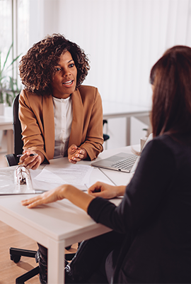 woman providing investment insights to client