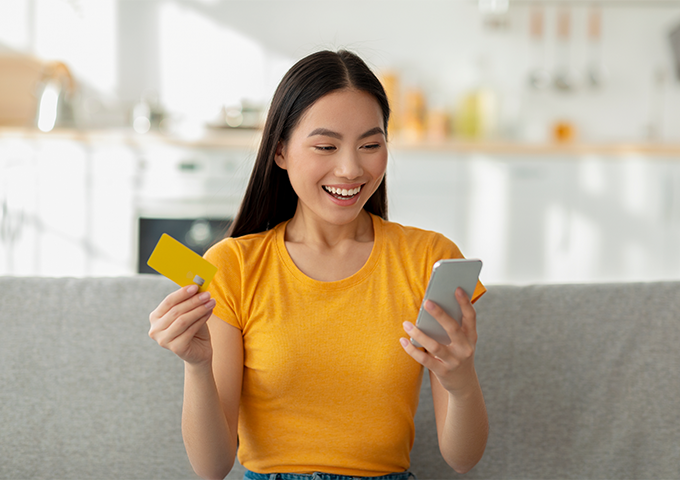 woman processing a payment on mobile device