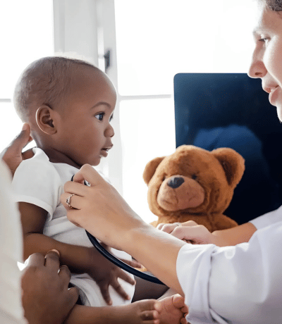 Toddler boy at doctors office