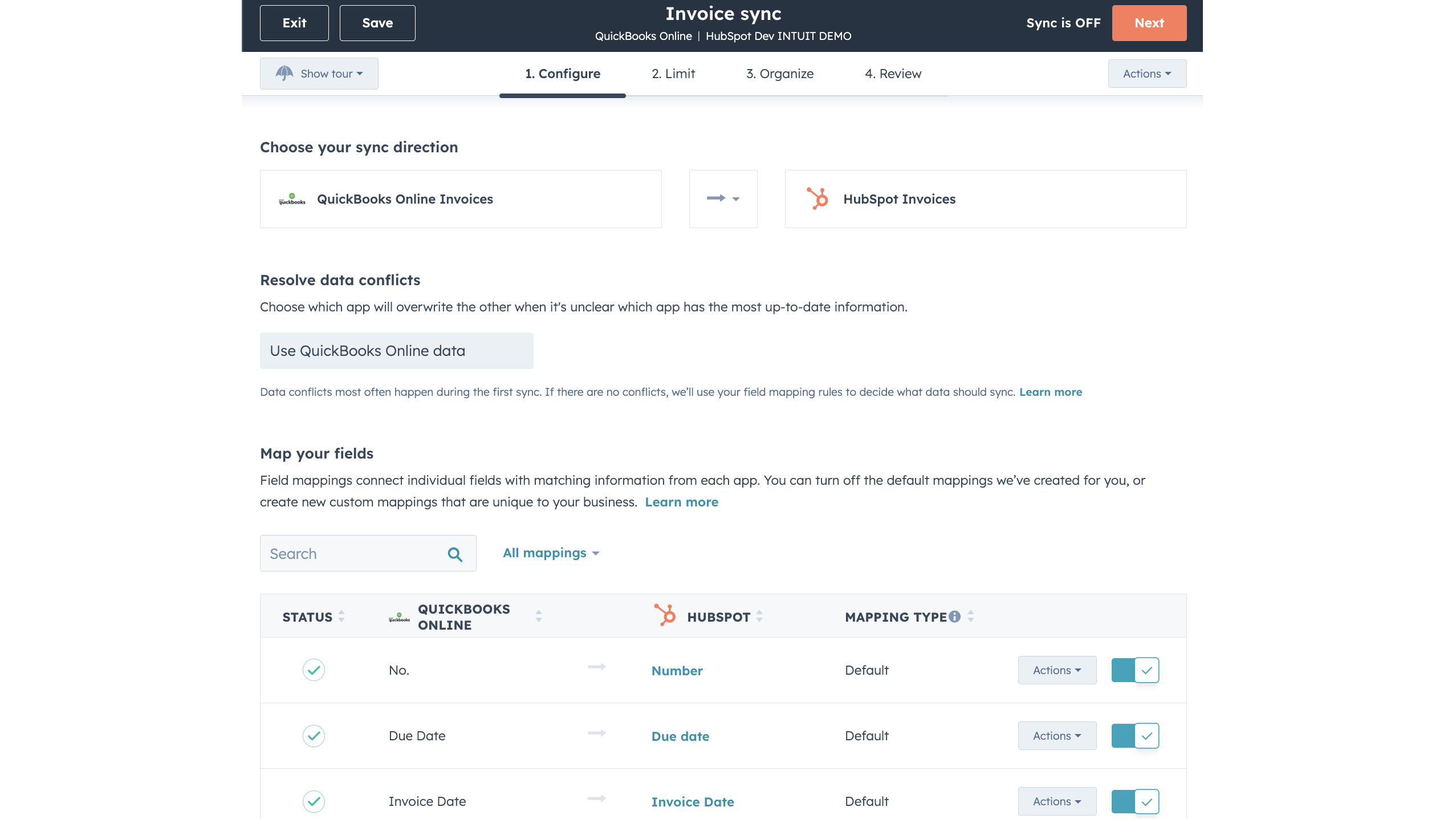 invoice sync (HubSpot & Quickbooks)