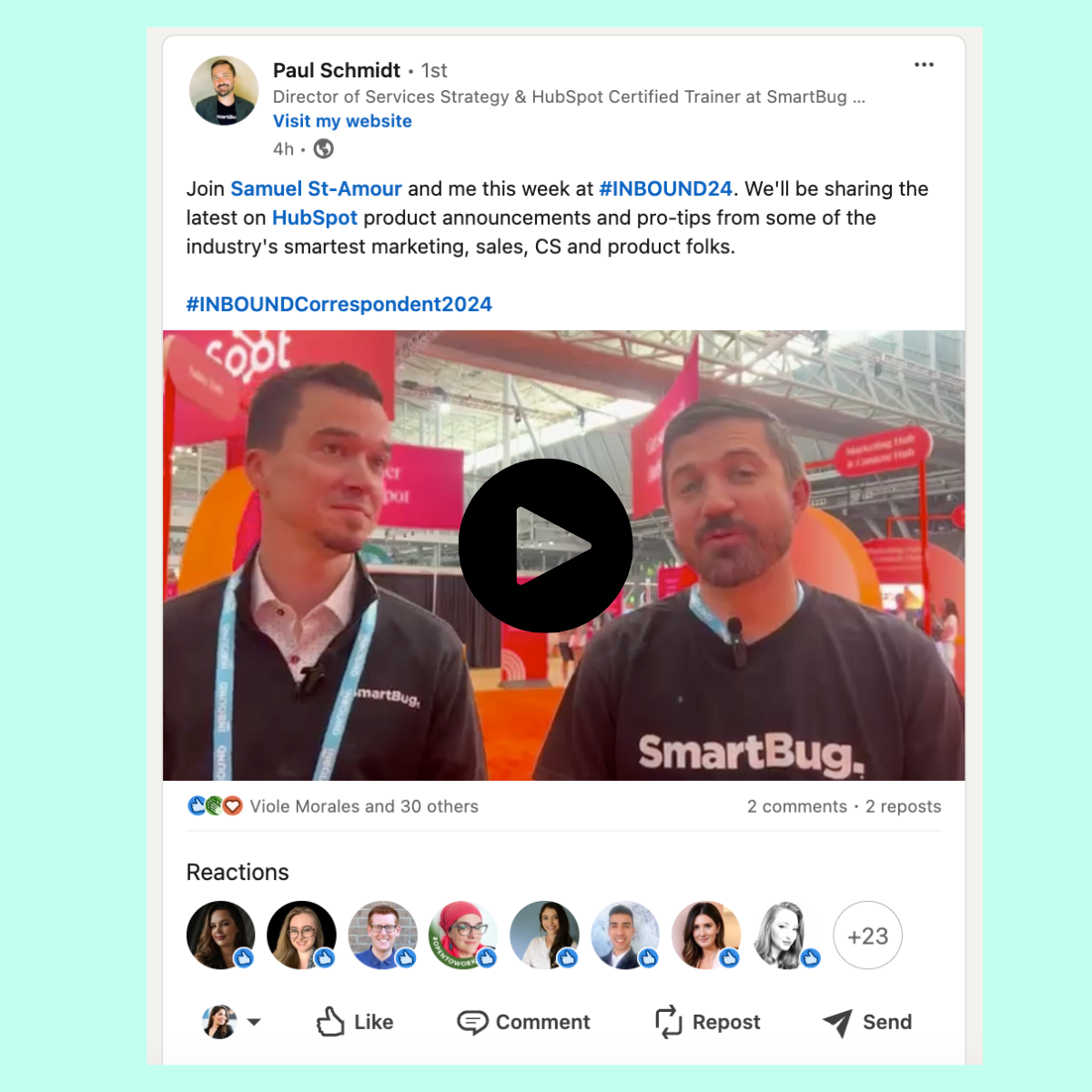 LinkedIn post from Paul & Sam at INBOUND