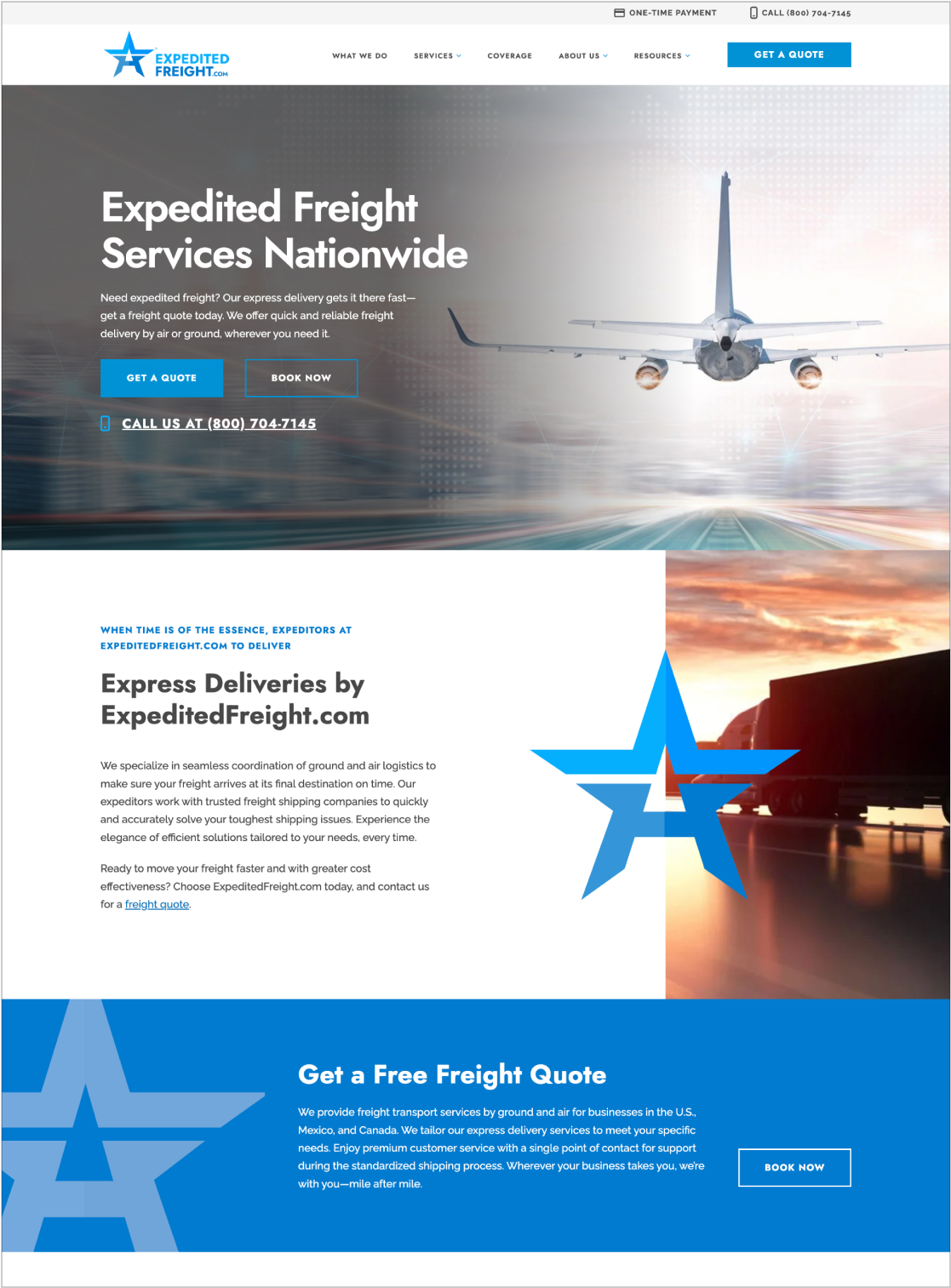 ExpeditedFreight.com on a desktop