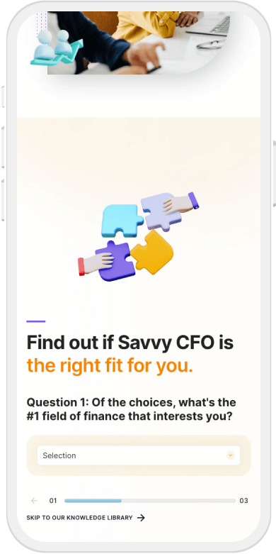 Savvy CFO Interactive Quiz on a mobile device