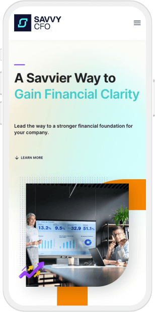 Savvy CFO website on a mobile device